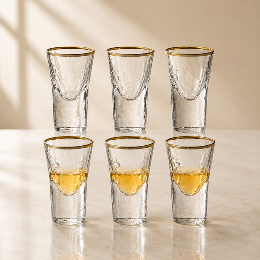 Gold Rim Shot Glasses Set of 6