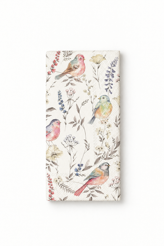 Softly Faded Birds Guest Towel 16pk