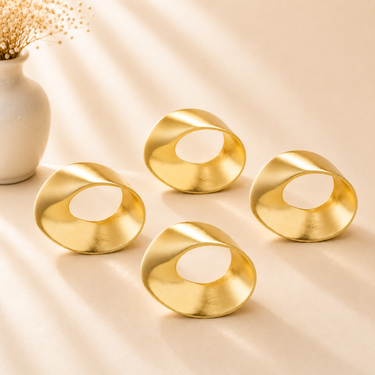 Oviform Gold Napkin Rings - Set of 4