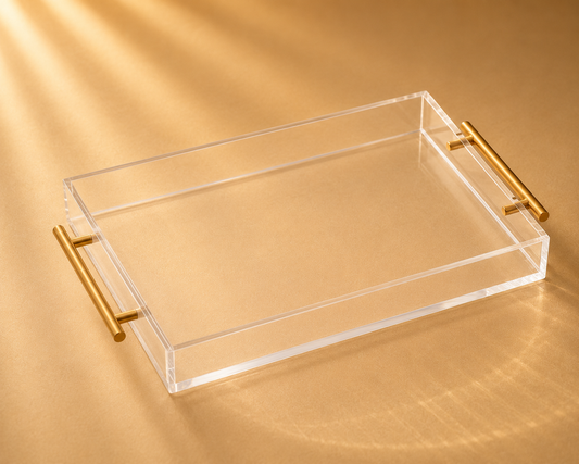 Acrylic Tray Gold Handle 10”x12”