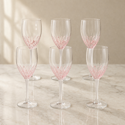 Optic Pink Wine Glasses  Set of 6