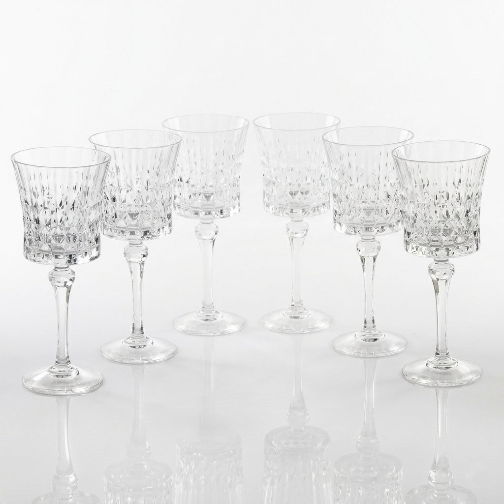 Diamond Water Glasses Clear Set of 6