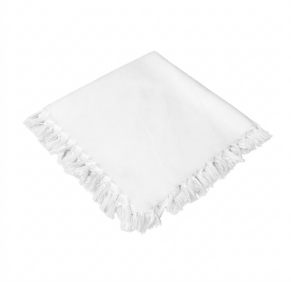 Large Fringe Napkin Set of 4 20”x20” - White