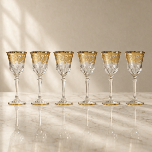 Clear/Gold Wine Glass- 6 set