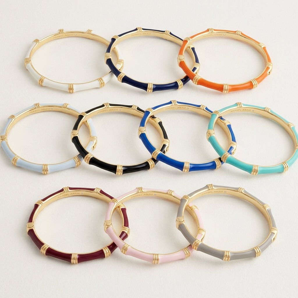 Bamboo Enameled Hinged Bangle