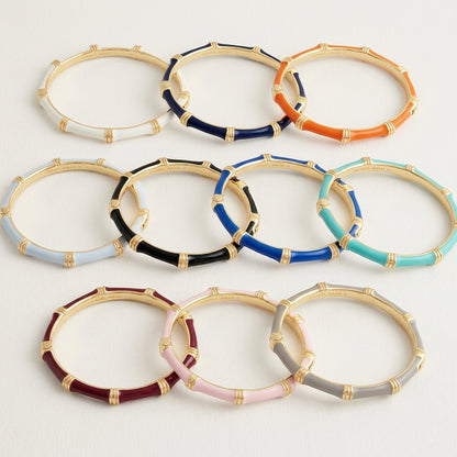 Bamboo Enameled Hinged Bangle