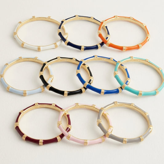Bamboo Enameled Hinged Bangle