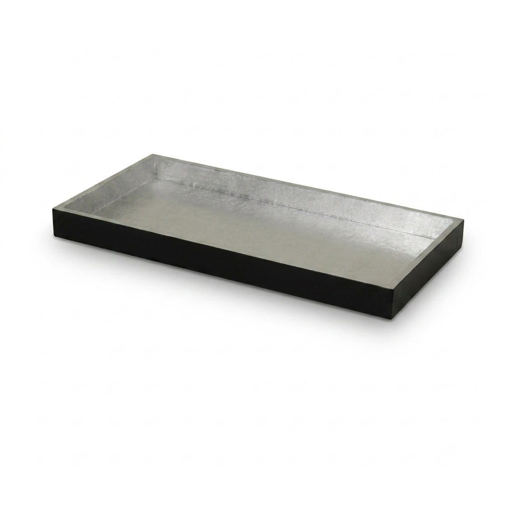 Bamboo small serving tray - Silver/Black