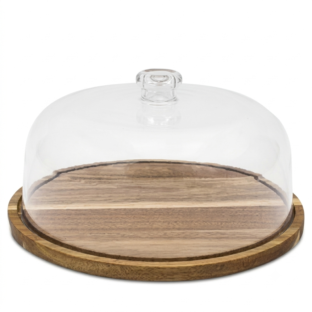 Wood Cake Tray with Acrylic Lid