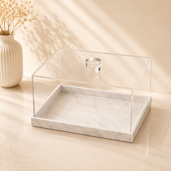 Square Marble Cake Display