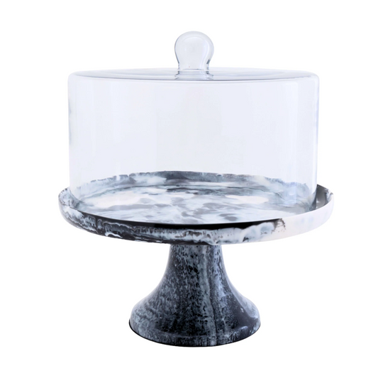 Black/White Resin Cake Stand 12”