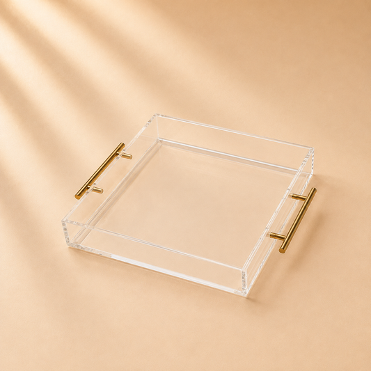 Acrylic Tray Gold Handle 12”x12”
