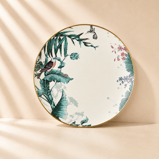 Floral Charger Plate White and Gold