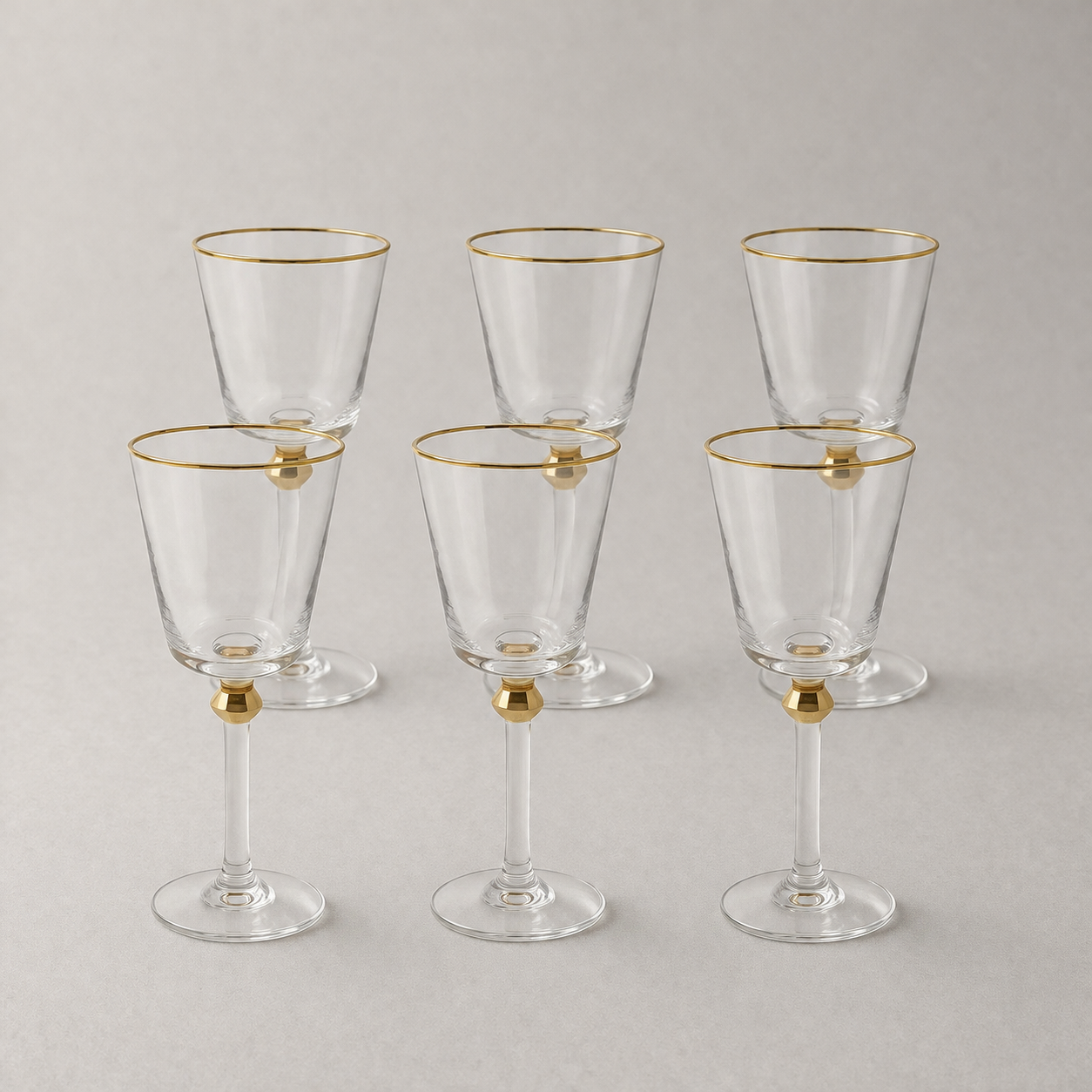 Gold Rim/Accent Glasses-6 Set