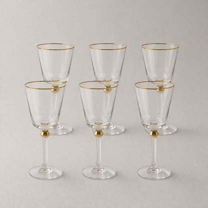 Gold Rim/Accent Glasses-6 Set