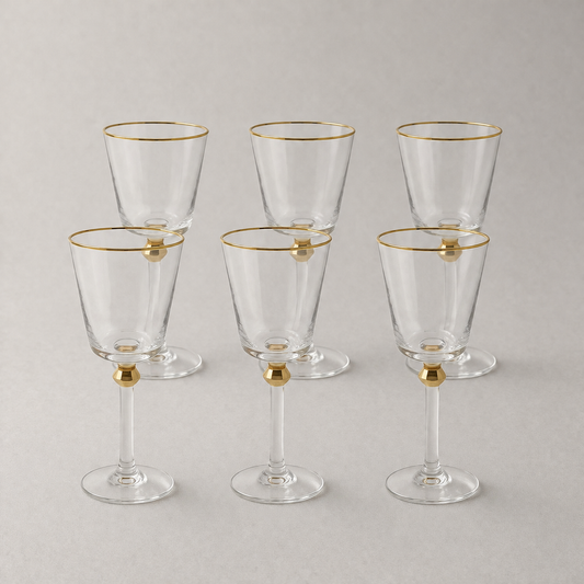 Gold Rim/Accent Glasses-6 Set