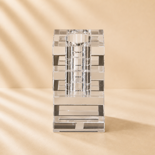 6.75” Crystal Glass Stacked Squares Vase