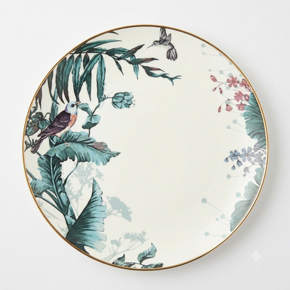 Floral Charger Plate White and Gold