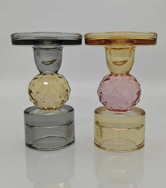 Set of 2 Candle Holders with Ball Detail 4.7”