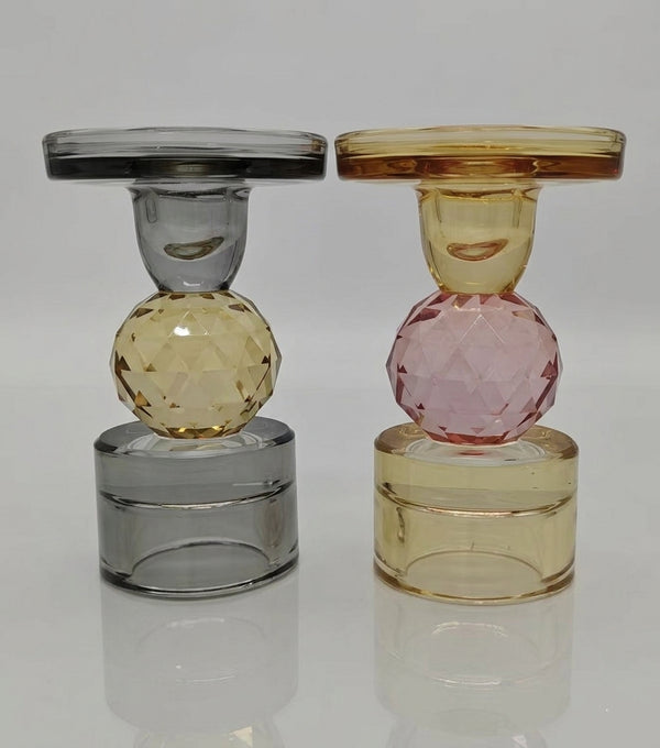 Set of 2 Candle Holders with Ball Detail 4.7”