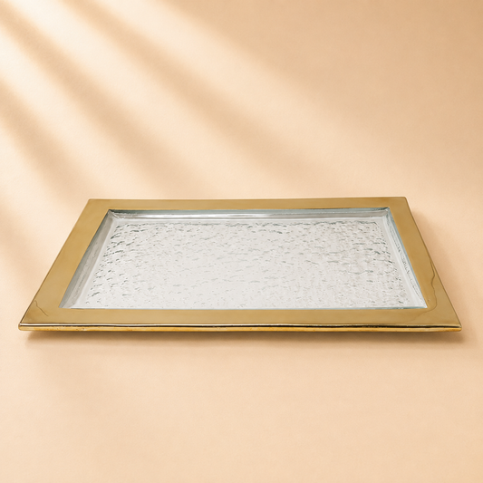 Oblong Tray with Gold Border