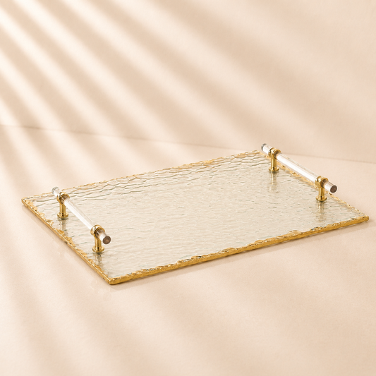Glass Tray W Handle 16”x12.25”