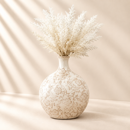 10” Beige Small Neck Heirloom Vase