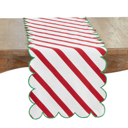 Cotton Scalloped Table Runner: Pink / 16"x72"