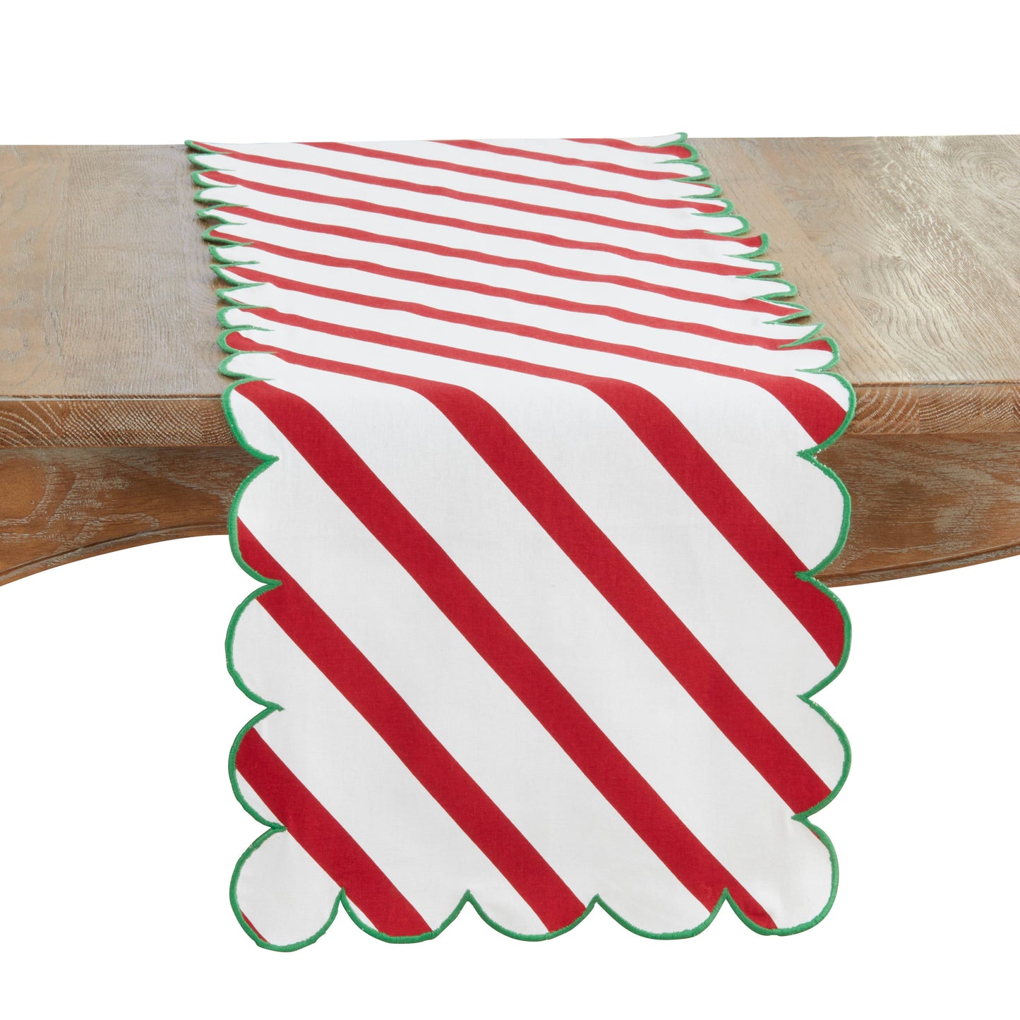 Cotton Scalloped Table Runner: Natural / 16"x72"