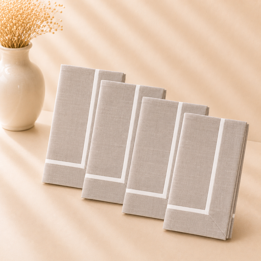 Classic Pleated Design Napkin: Grey 20" Set of 4