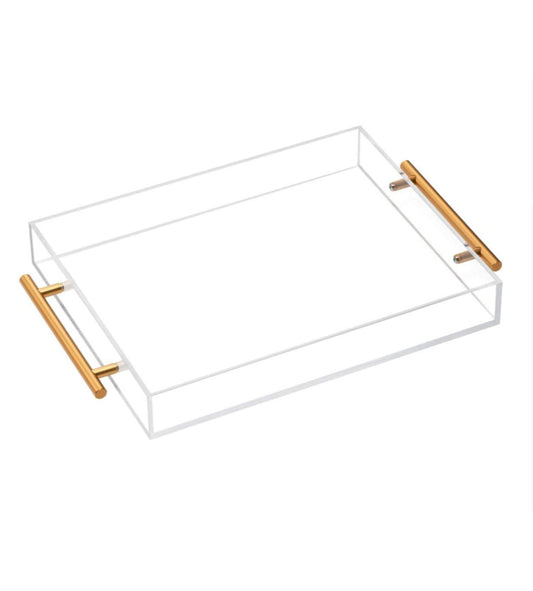 Acrylic Tray Gold Handle 10”x12”