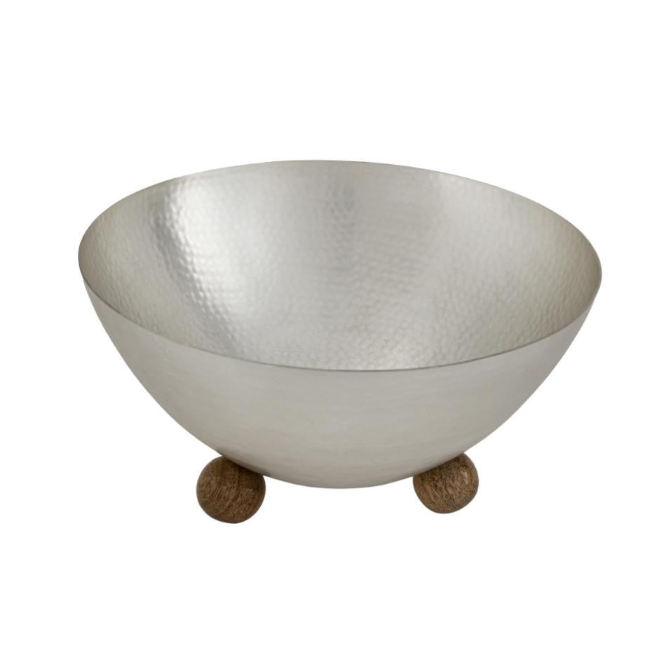 Temari Hammered Silver 10” Bowl with Brown Balls