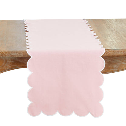Cotton Scalloped Table Runner: Pink / 16"x72"