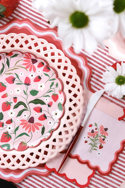 Pink Basketweave Dinner Paper Plates 8pk