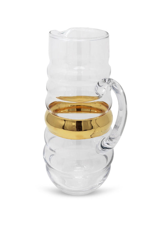 Gold Stripe Glass Pitcher