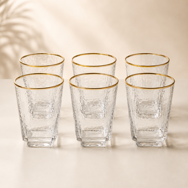 Square Gold Rim Tumblers-6 Set