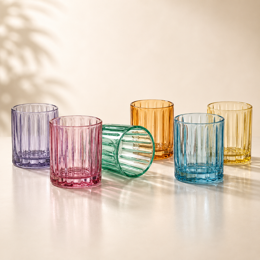 Parallels Assorted Colored Shot Glass Set of 6