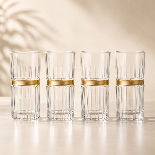 Regine High Ball Gold Banded Set of 4