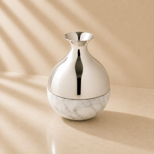 ANNA New York Carrara Marble & Silver Bud  Vase