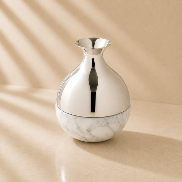 ANNA New York Carrara Marble & Silver Bud  Vase