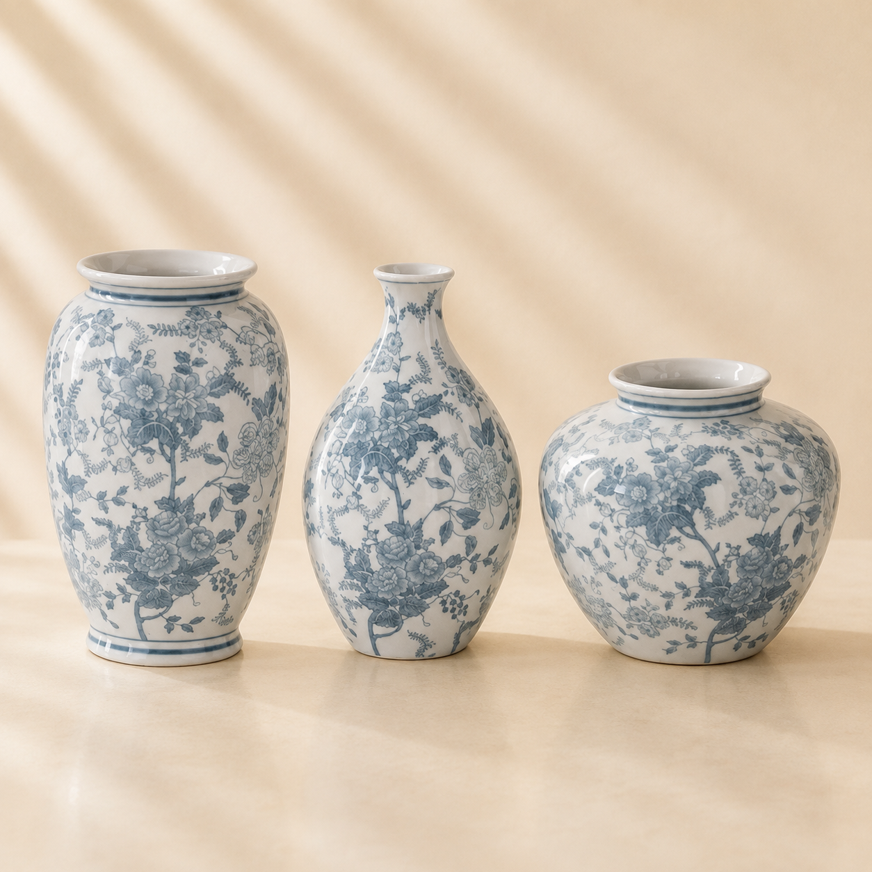 Teal and White Porcelain Chinoiserie Vase