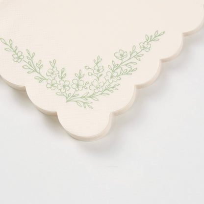 Floral Elegance Sage Guest Towels 16pk