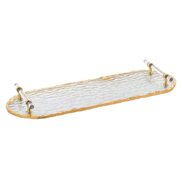 Oval Glass Tray with Handle