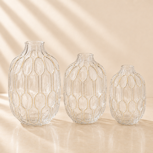 Glass Gold Embossed Vase