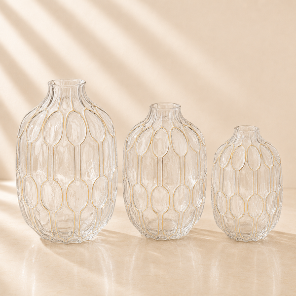 Glass Gold Embossed Vase