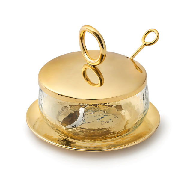 Sphere Honey Jar with Plate-Gold