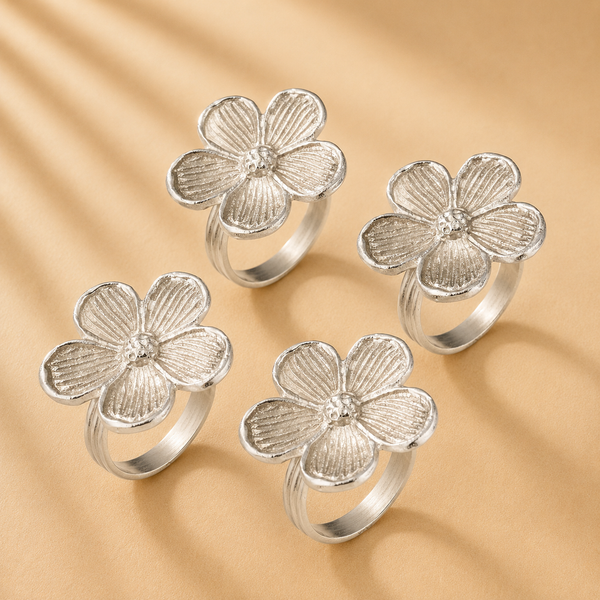 Daisy Silver Napkin Rings - Set of 4