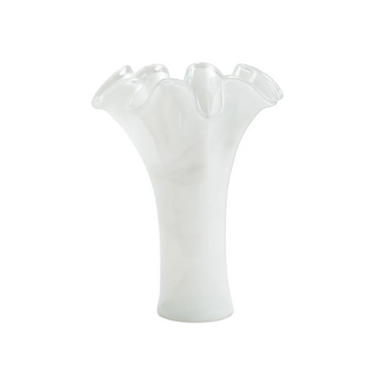 Vietri Onda White Glass Short Vase