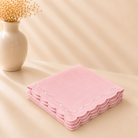 Scallop Napkin 20x20 Pink Set of 4