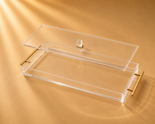 Acrylic Tray Gold Handle 7”x17”